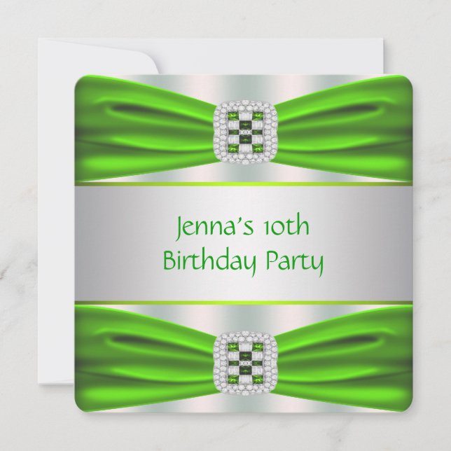 Invitation Fête d'anniversaire Lime Green (Devant)