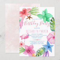 Fête d'anniversaire luau floral tropical hawaïen