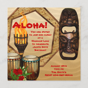 Invitation Fête d'anniversaire Luau Luau hawaïen