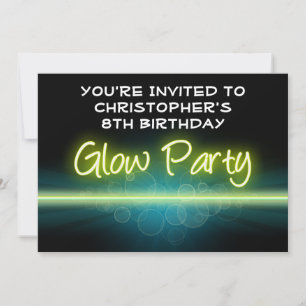 Invitation Fête d'anniversaire, lumière noire bleue/jaune