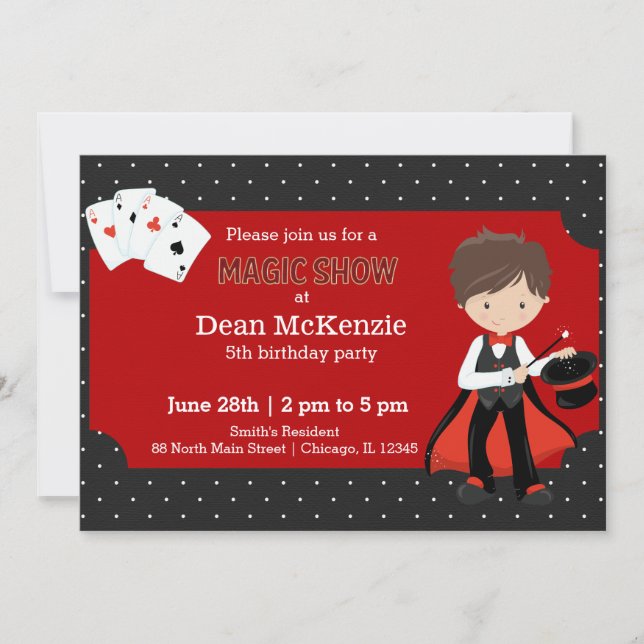Invitation Fête d'anniversaire Magic Show (Devant)