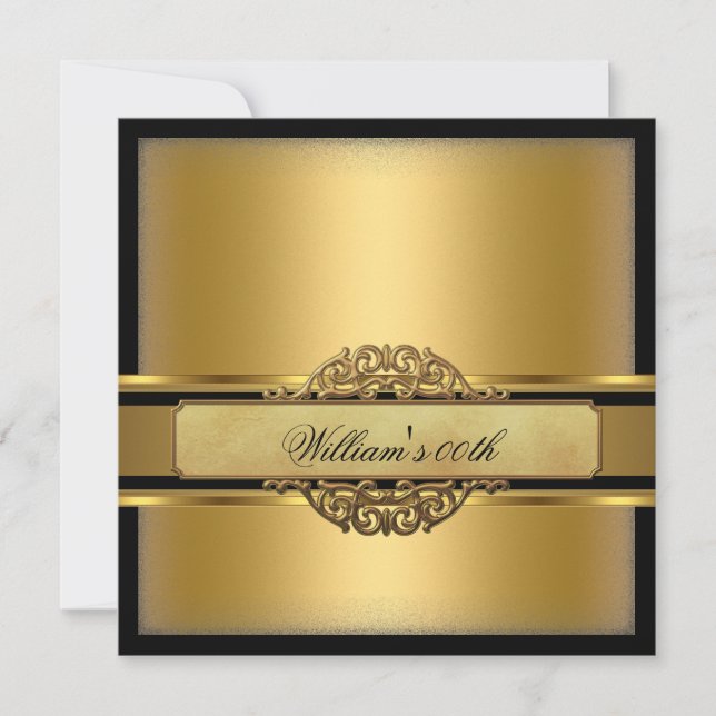 Invitation Fête d'anniversaire Mans Black Gold (Devant)