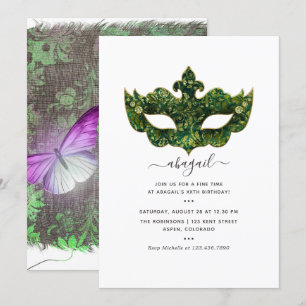 Invitation Fête d'anniversaire Mardi Gras Papillon Tropical