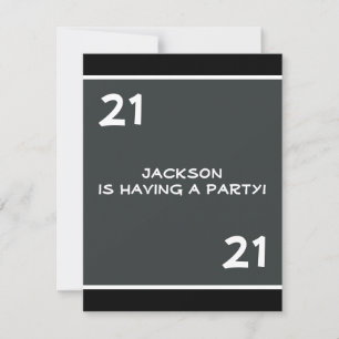 Invitation Fête d'anniversaire masculine 21e anniversaire gri