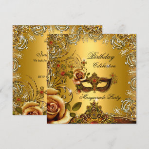 Invitation Fête d'anniversaire Masque d'or de Mascarade