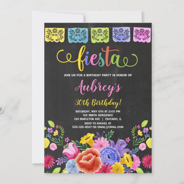 Invitation Fête d'anniversaire mexicaine de fiesta (Devant)