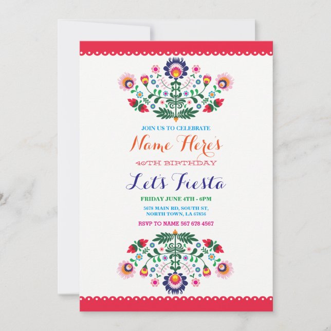 Invitation fête d'anniversaire mexicaine Fiesta (Devant)