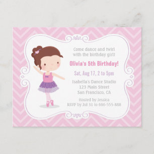 Invitation Fête d'anniversaire mignonne de Chevron de rose de