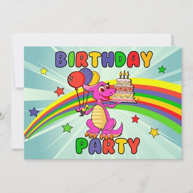 Invitation Fête d'anniversaire mignonne de dinosaure (Devant)