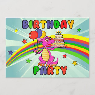 Invitation Fête d'anniversaire mignonne de dinosaure