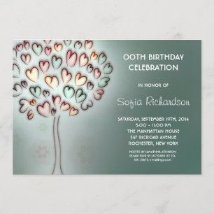 Invitation fête d'anniversaire mignonne moderne d'arbre de
