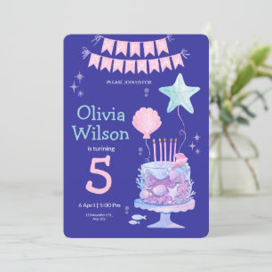 Invitation Fête d'anniversaire minimaliste bleu rose violet 