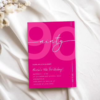 Invitation Fête d'anniversaire minimaliste moderne rose pour 