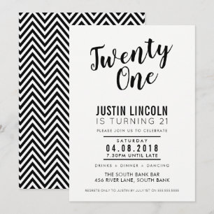 Invitation Fête d'anniversaire MODERNE 21E anniversaire INVIT