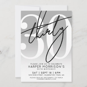 Invitation Fête d'anniversaire moderne 30 ans