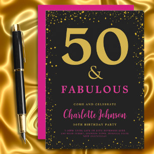 Invitation Fête d'anniversaire moderne 50 ans rose