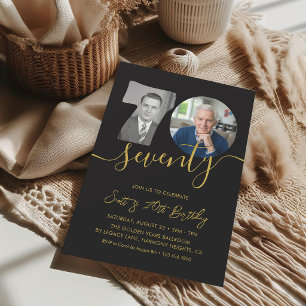Invitation Fête d'anniversaire moderne 70 ans 2 Photo Minimal