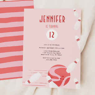 Invitation Fête d'anniversaire moderne de bowling pour enfant