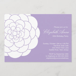 Invitation Fête d'anniversaire moderne de fleur de dahlia de