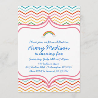 Invitation Fête d'anniversaire moderne de rayure de Chevron