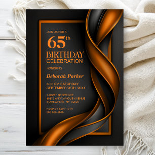 Invitation Fête d'anniversaire moderne noire et orange pour 6