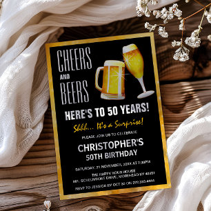 Invitation Fête d'anniversaire Moderne Surprise Cheers & Beer