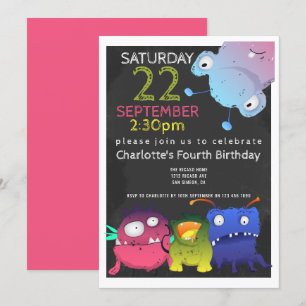 Invitation Fête d'anniversaire Monster Bash Personnalisée