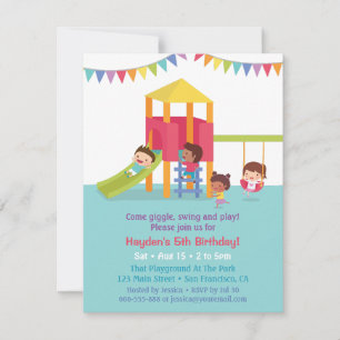 Invitation Fête d'anniversaire multiethnique d'enfants à l'ai
