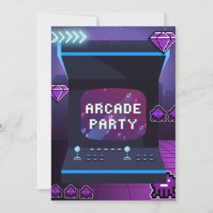 Invitation Fête d'anniversaire Neon Arcade Rétro Jeux Vidéo 8