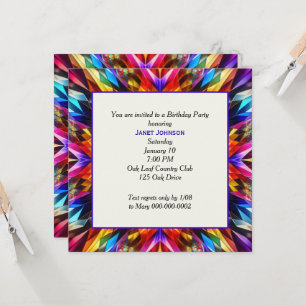 Invitation Fête d'anniversaire Néon Kaléidoscope