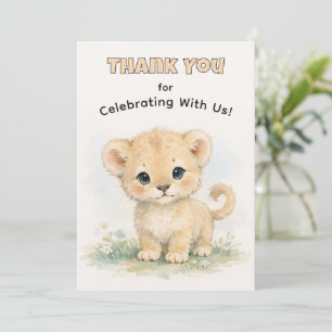 Invitation Fête d'anniversaire neutre avec un lion de safari