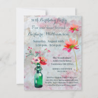 Fête d'anniversaire n'importe quel âge Fleurs aqua