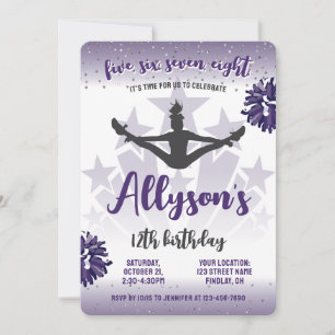 Invitation Fête d'anniversaire, n'importe quel âge pourpre