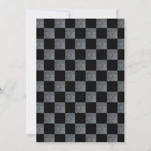 Invitation Fête d'anniversaire Noir et Grey À damiers