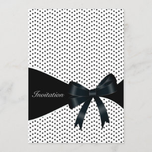 Invitation Fête d'anniversaire noire de point de polka