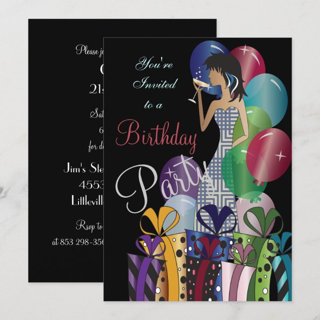 Invitation Fête d'anniversaire ou enterrement de vie de jeune (Devant / Derrière)