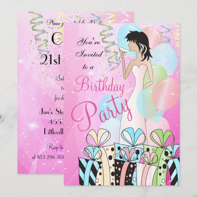 Invitation Fête d'anniversaire ou enterrement de vie de jeune (Devant / Derrière)