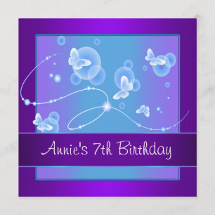 Invitation Fête d'anniversaire Papillon Violet