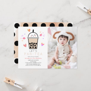 Invitation Fête d'anniversaire Par-tea Bubble Tea Photo 1er A