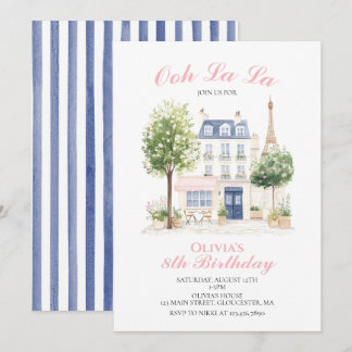 Invitation Fête d'anniversaire parisienne Café Paris gâteau d