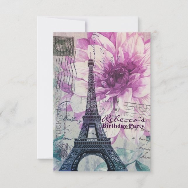 Invitation fête d'anniversaire parisienne de Tour Eiffel (Devant)