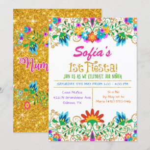 Invitation Fête d'anniversaire Parties scintillant florale In