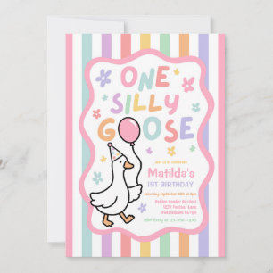 Invitation Fête d'anniversaire pastel d'une fille d'oie idiot