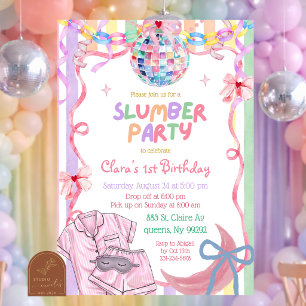 Invitation Fête d'anniversaire Pastel Fancy Pyjama Party