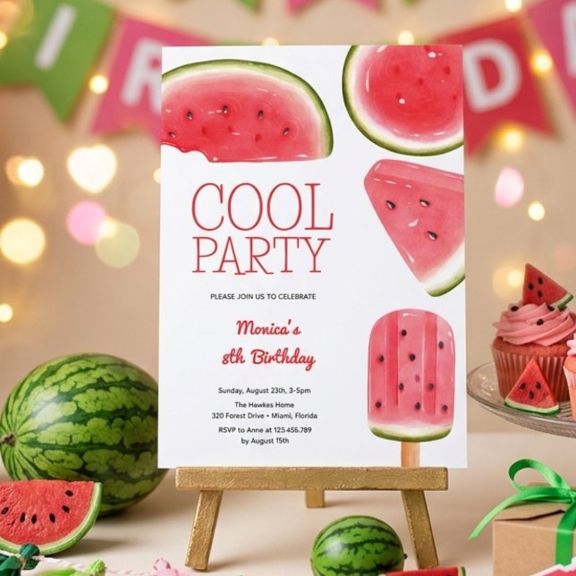 Invitation Fête d'anniversaire pastèque cool (Créateur téléchargé)