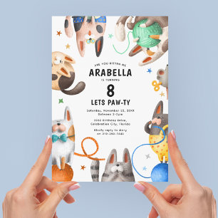 Invitation Fête d'anniversaire Patte de Chat pour Enfants
