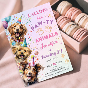 Invitation Fête d'anniversaire Patte de chien Fille 2e annive