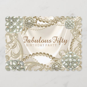 Invitation Fête d'anniversaire perles de glamour Hollywood