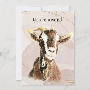 Invitation Fête d'anniversaire personnalisée Chèvre ferme ani