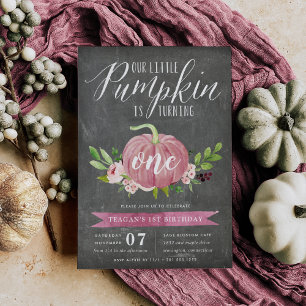 Invitation Fête d'anniversaire personnalisée Citrouille rose 